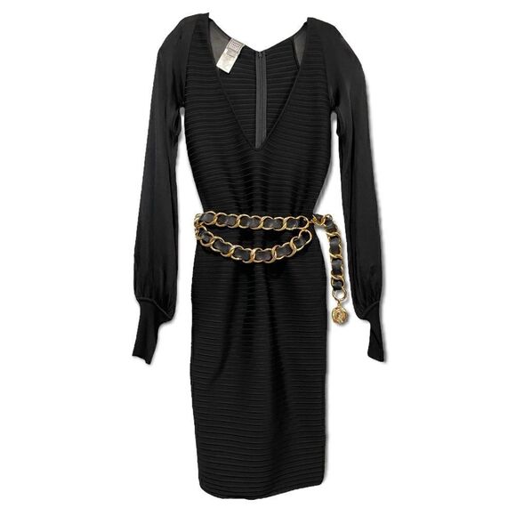 HERVE LEGER PARIS Bandage Mesh Cut-Out Long Sleeve Dress SMALL - Picture 8 of 14